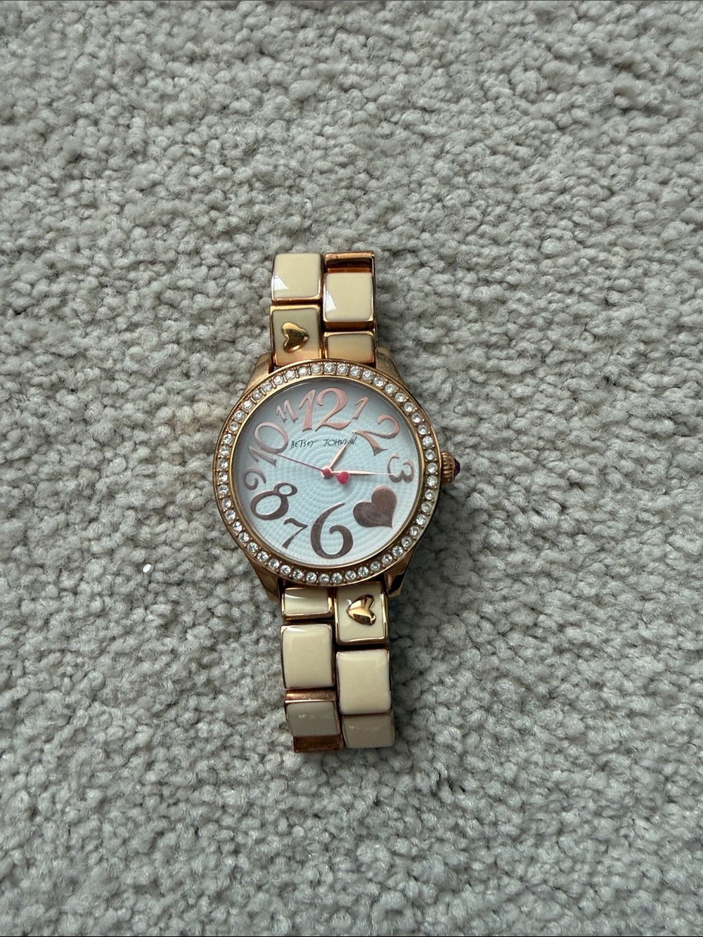 Betsey Johnson Rose Gold and Cream Heart Dial Bracelet Watch